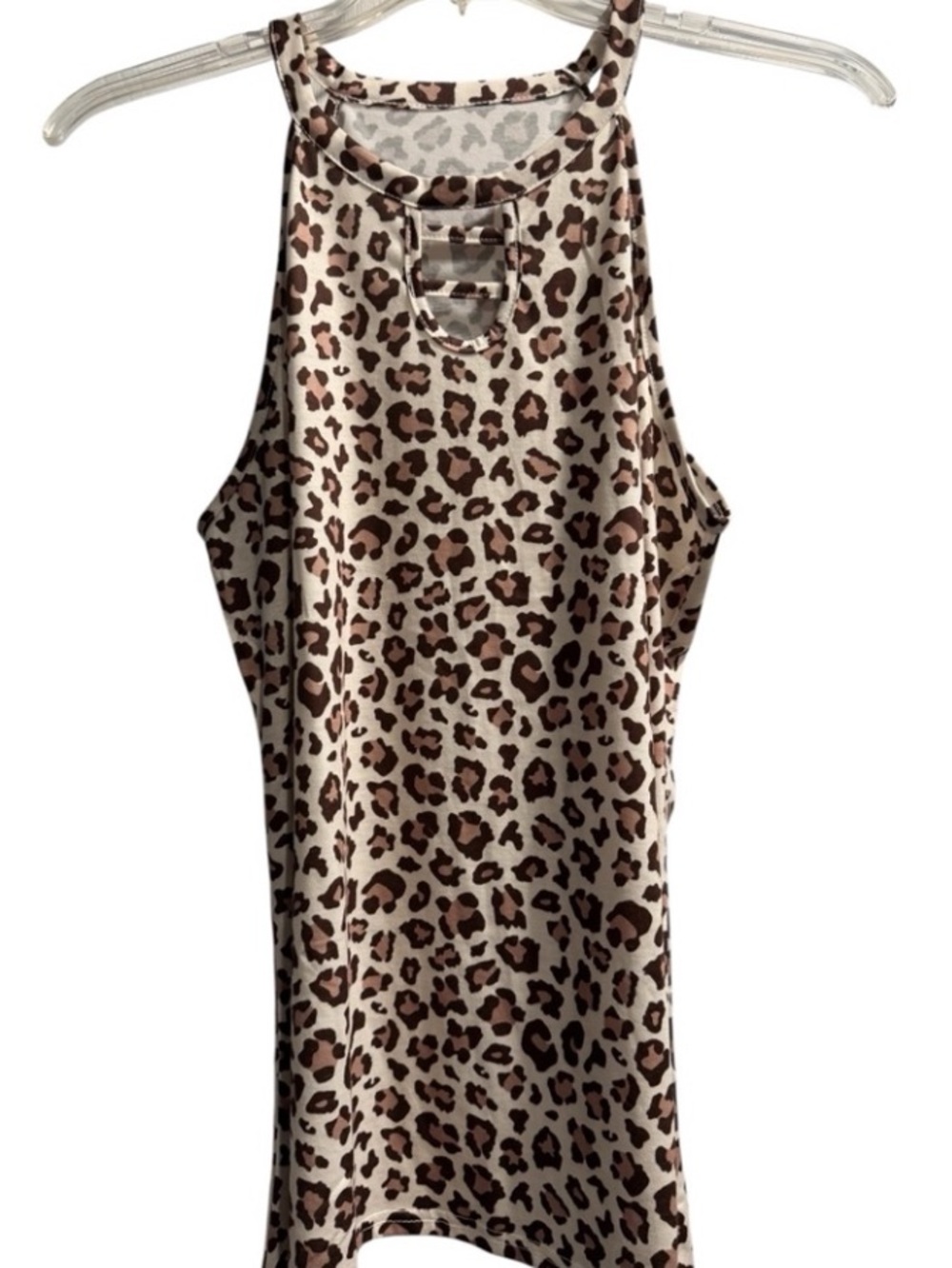 NWOT Lightweight Animal Print Halter Keyhole Tee PTP 21 - Picture 5 of 11